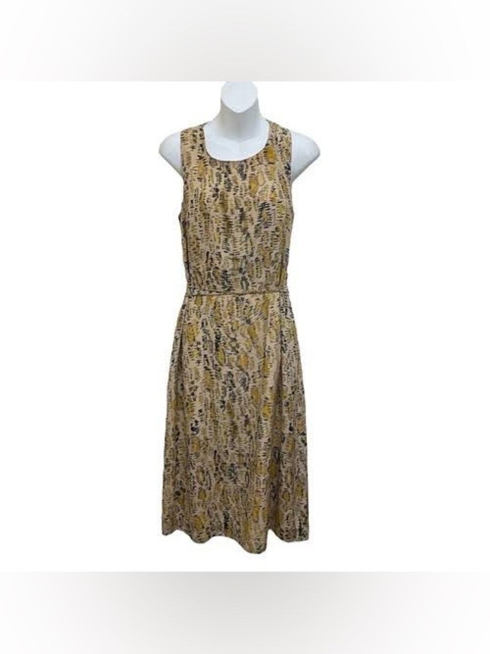 Twenty8Twelve Silk Dress Sleeveless Yellow Black Tan Animal Print Braided Belt 8